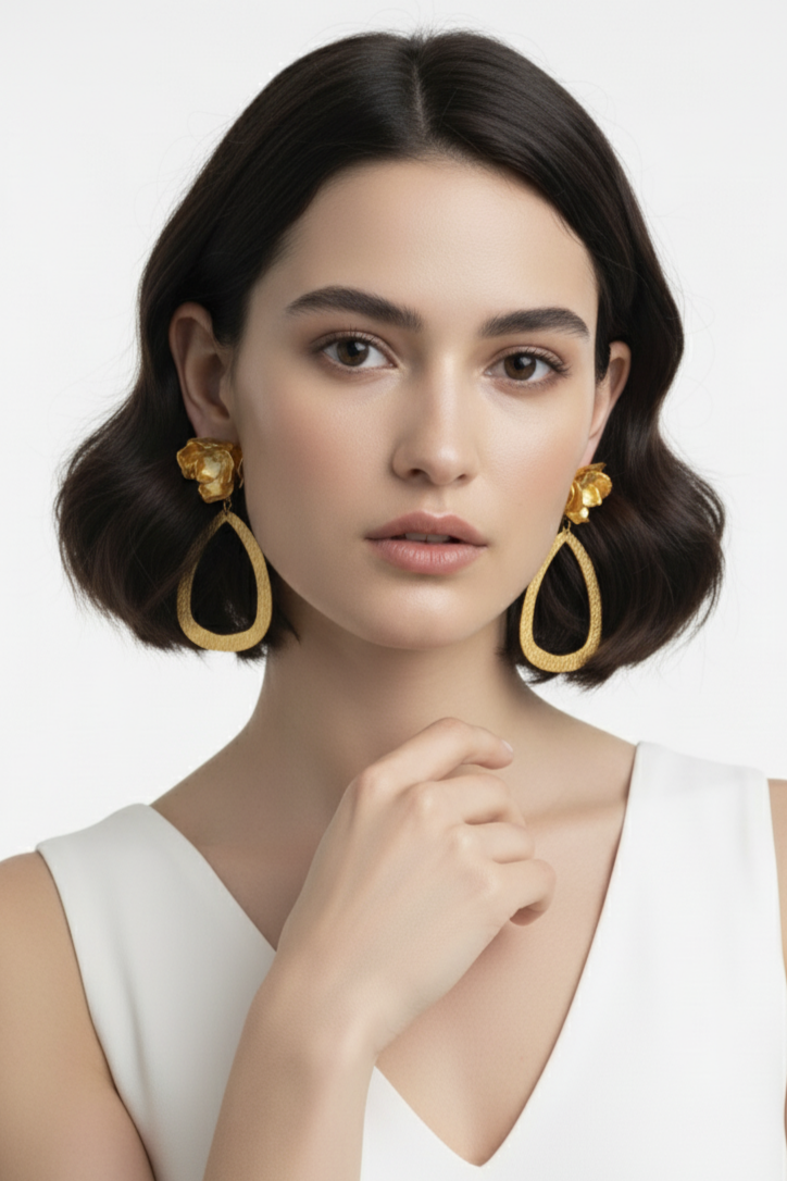 Gold Floral Earrings
