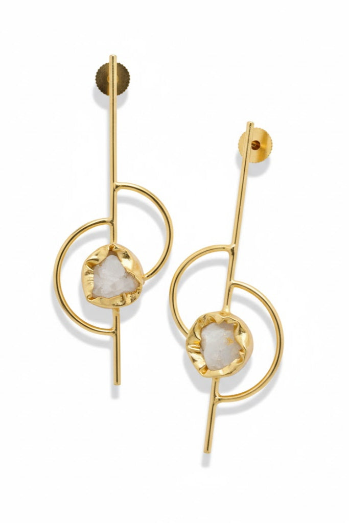 Moonstone Statement Gold Earrings