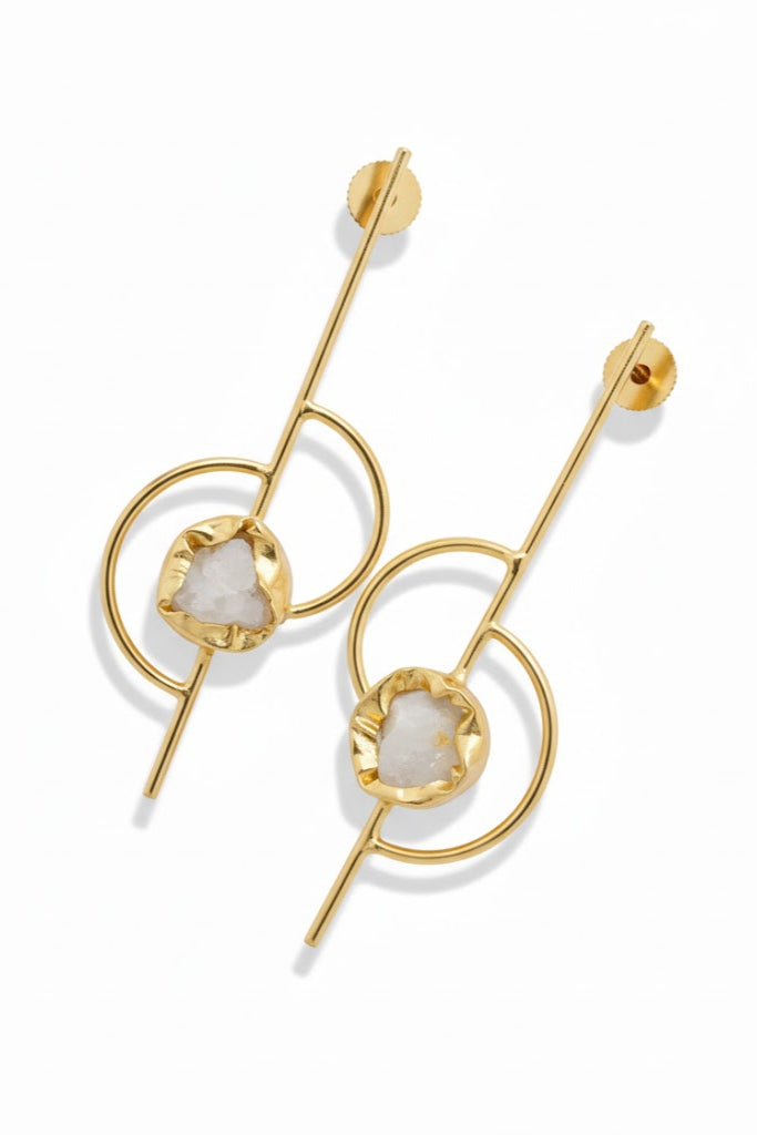 Moonstone Statement Gold Earrings