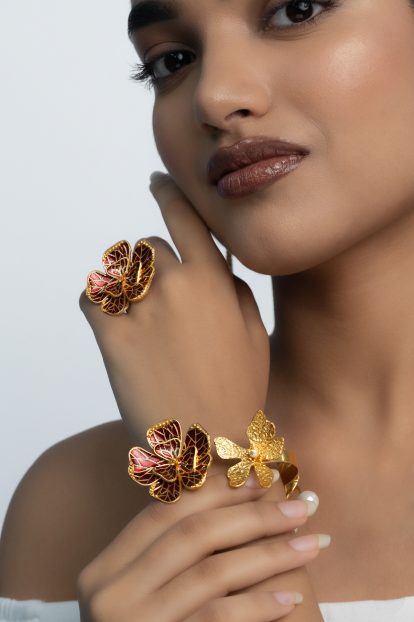 Bold Blooms Statement bracelet with ring