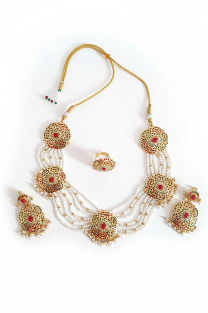 Maheen coral Jadau set with ring