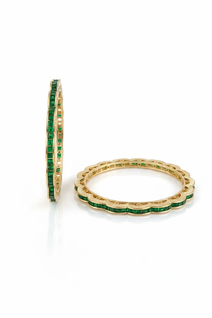 Emerald pair of bangles,2.6 inches