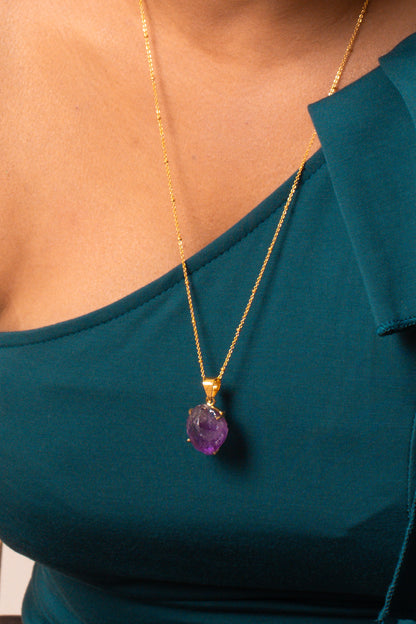 Afra Amethyst chain Pendant Combo set