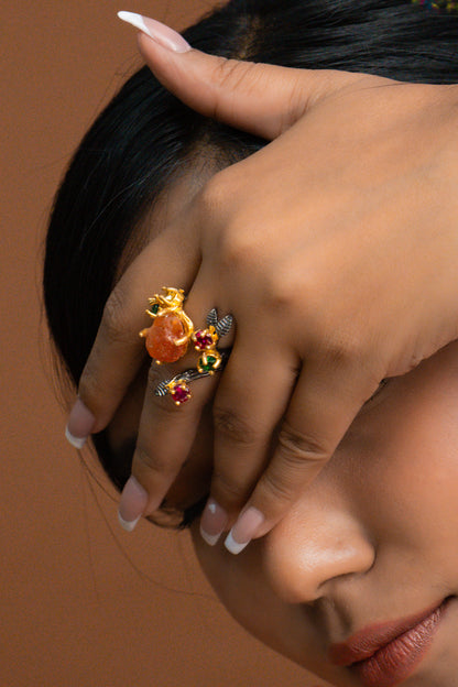 Afra Natural Carnelian Stone Statement Ring