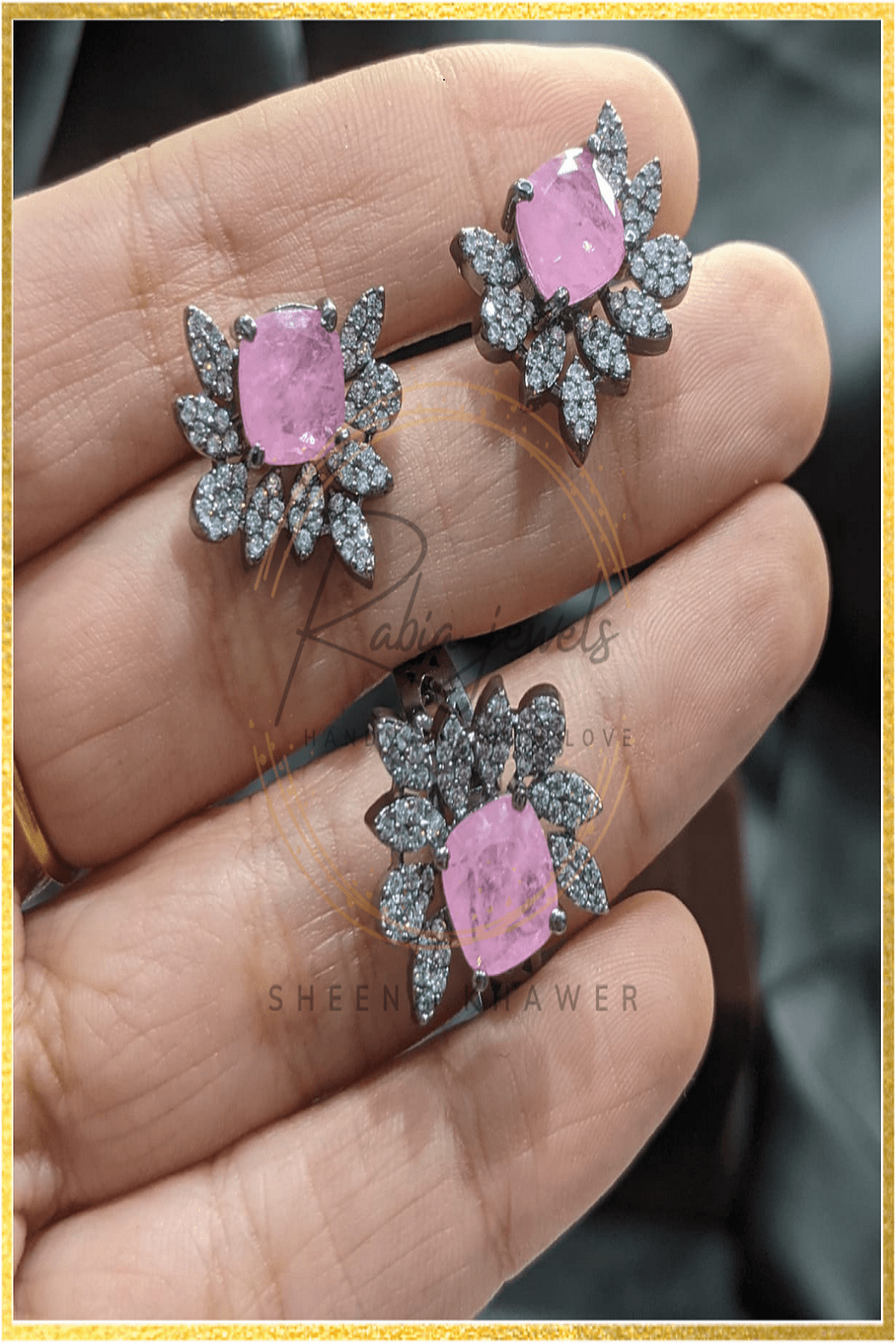 Romana Russian Pink Doublet Combo( Earrings and Ring) Set