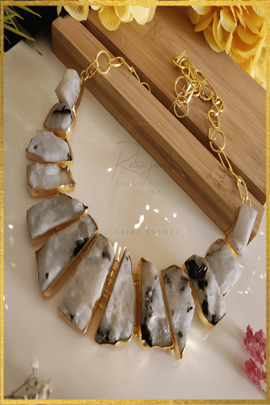 Serenity Natural Moonstone Statement Necklace set Rhythm