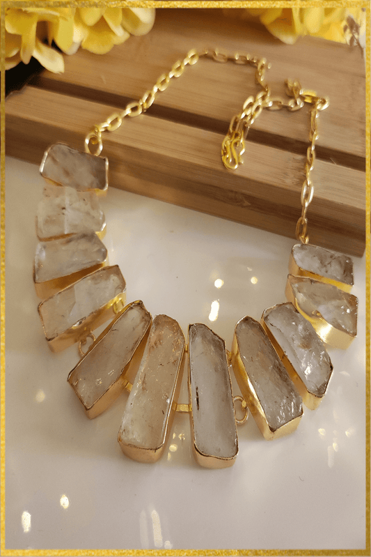 Serenity Natural Rose Quartz Statement Necklace Rhythm