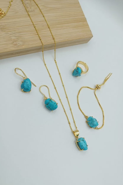 Afra Firoza/Turquoise Chain Pendant Set Combo set