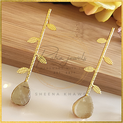 Citrine Stone Statement Earrings