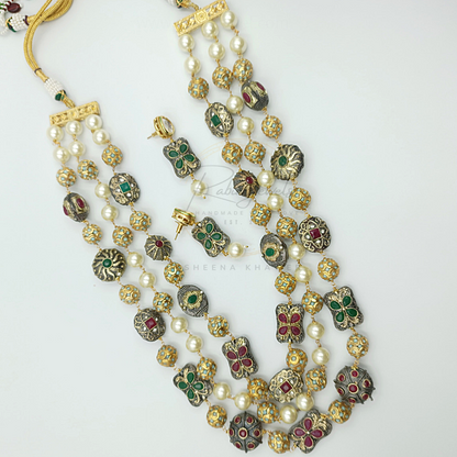 Aarohi Tanjore Beads Long Mala Set