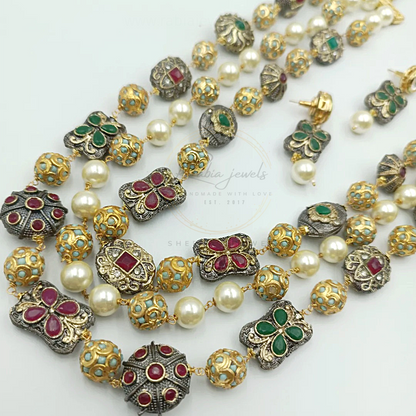 Aarohi Tanjore Beads Long Mala Set