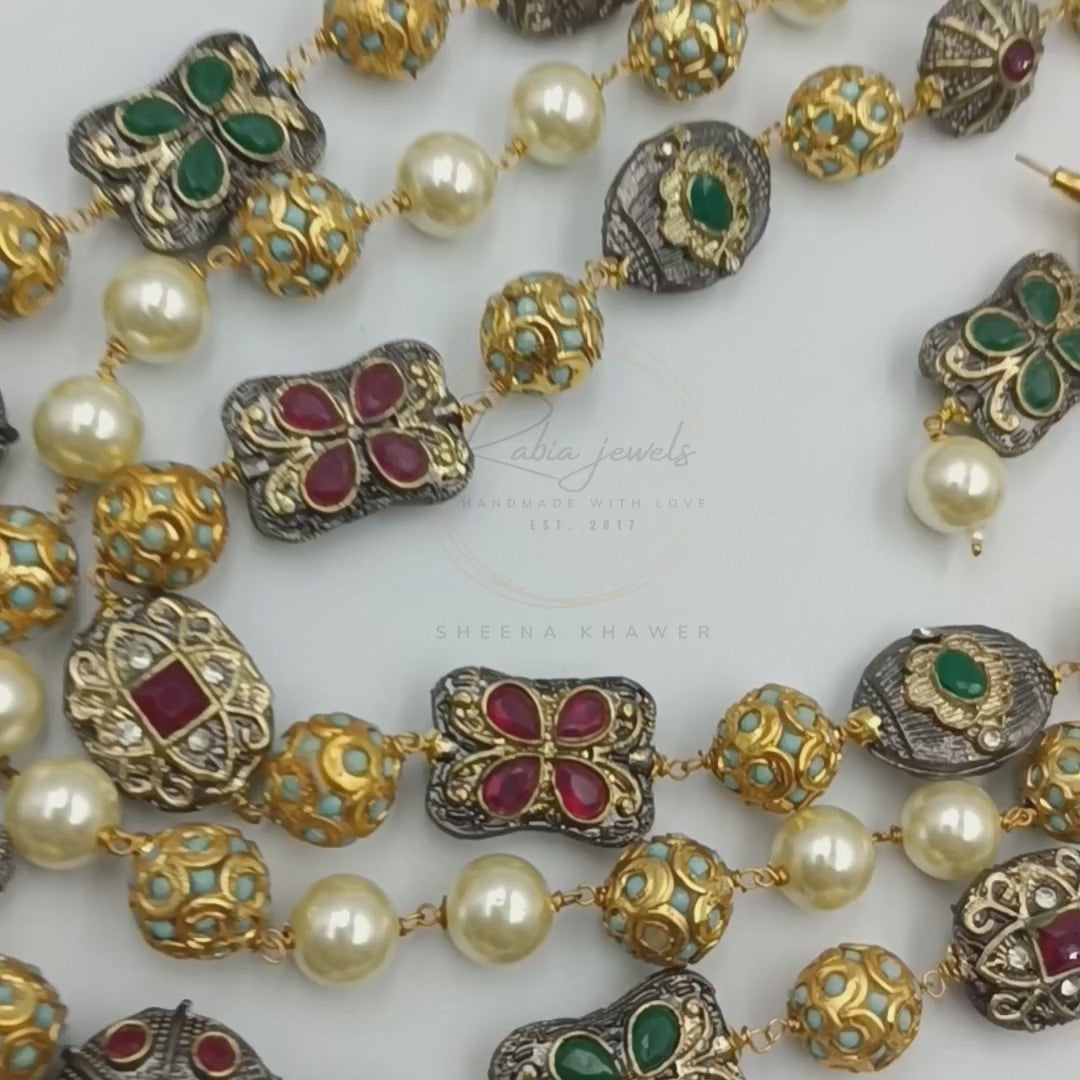 Aarohi Tanjore Beads Long Mala Set