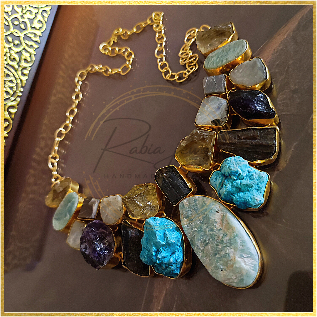 Frisba Raw Natural Stone Statement Necklace