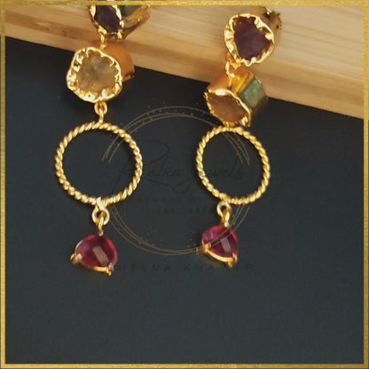 Radiant Natural Stone Gold Earrings Rhythm