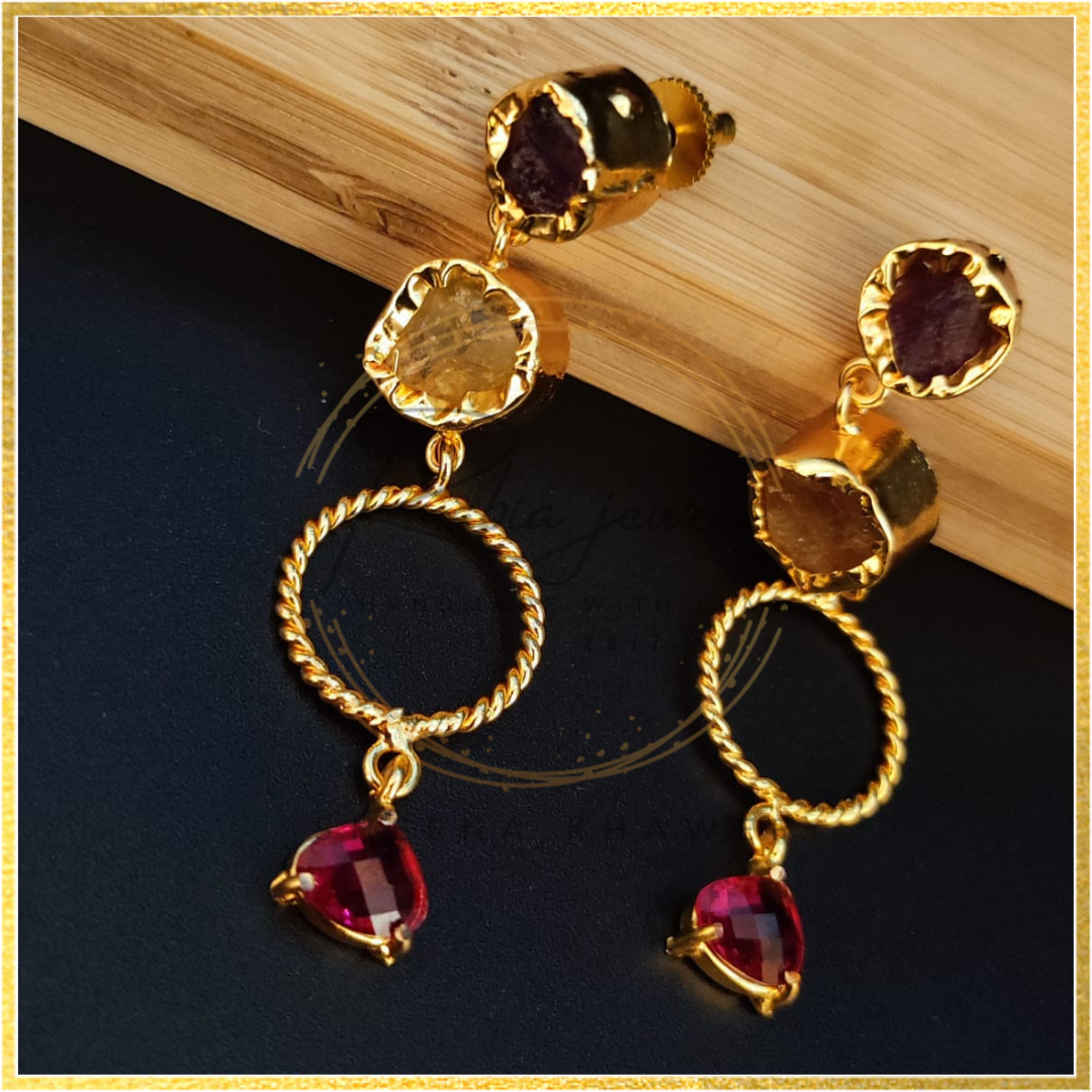 Radiant Natural Stone Gold Earrings Rhythm