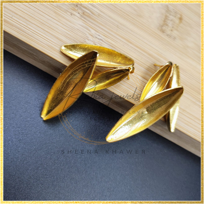 Leaf Gold oversized Earrings