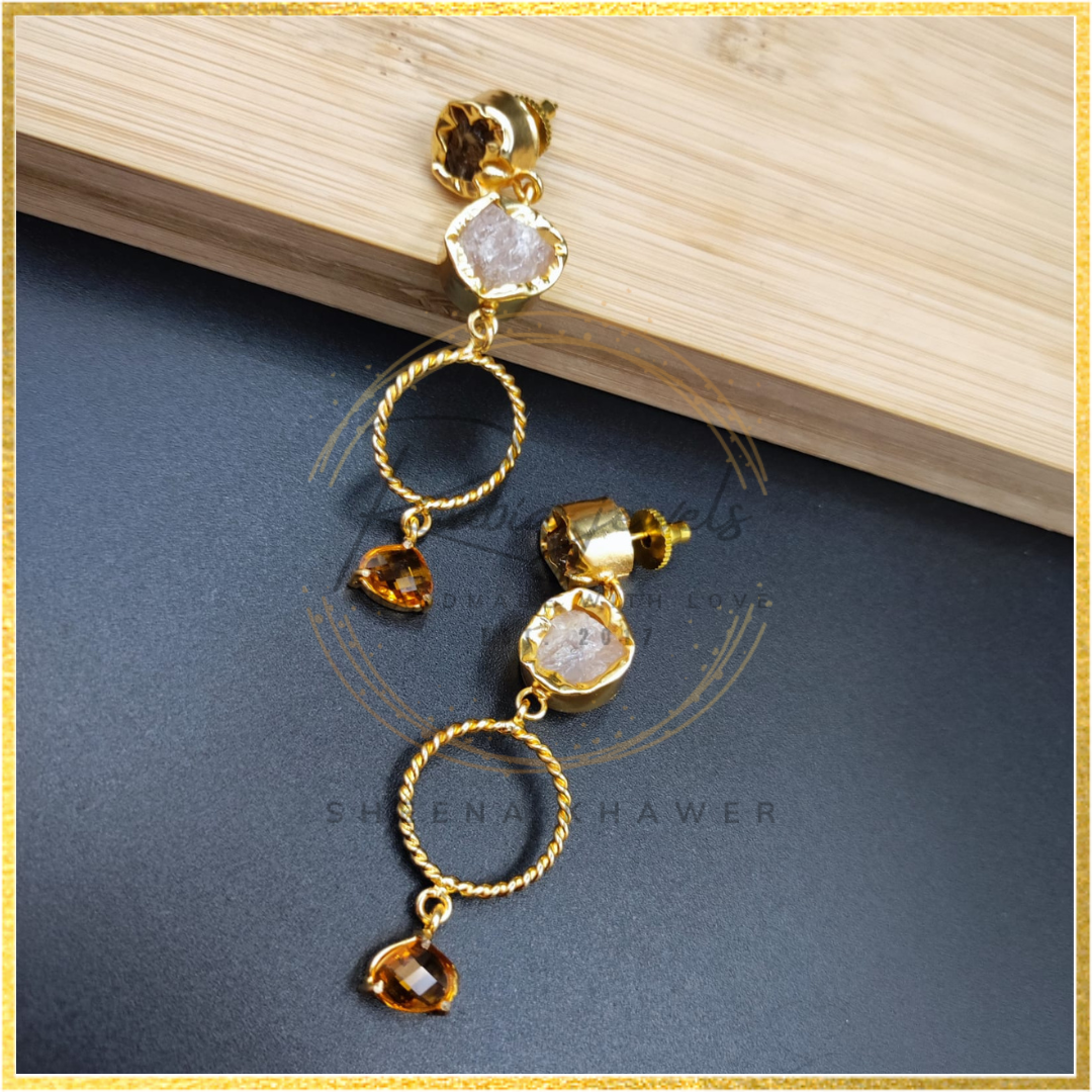 Enchanting Echo Natural Stone Gold Earrings