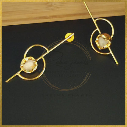 Moonstone Statement Gold Earrings