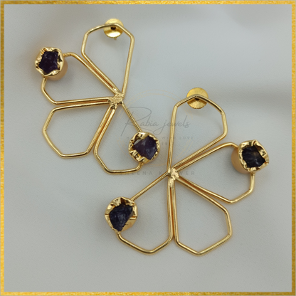 Lura Statement Contemporary Earrings Amethyst stone