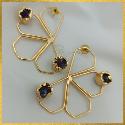 Lura Statement Contemporary Earrings Amethyst stone