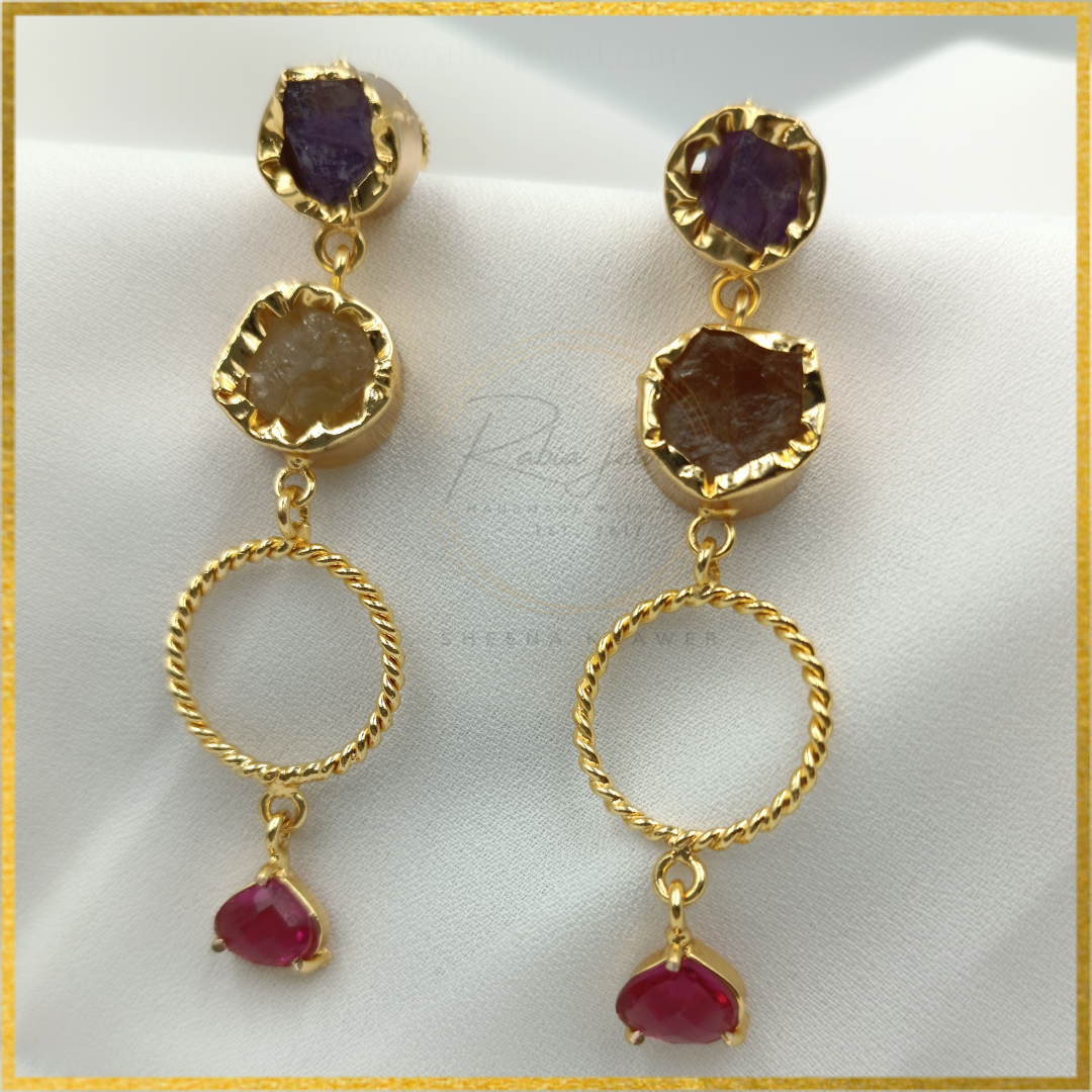 Radiant Natural Stone Gold Earrings Rhythm