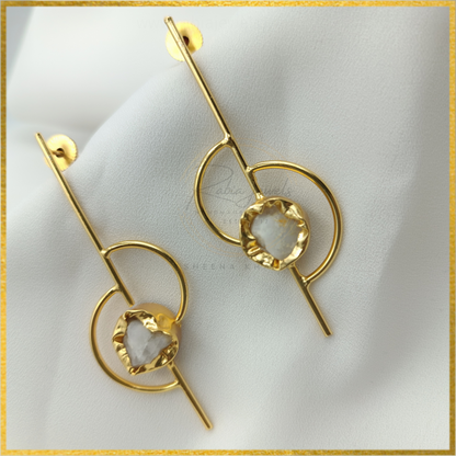 Moonstone Statement Gold Earrings