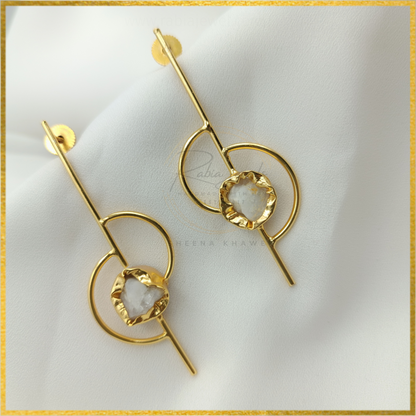 Moonstone Statement Gold Earrings