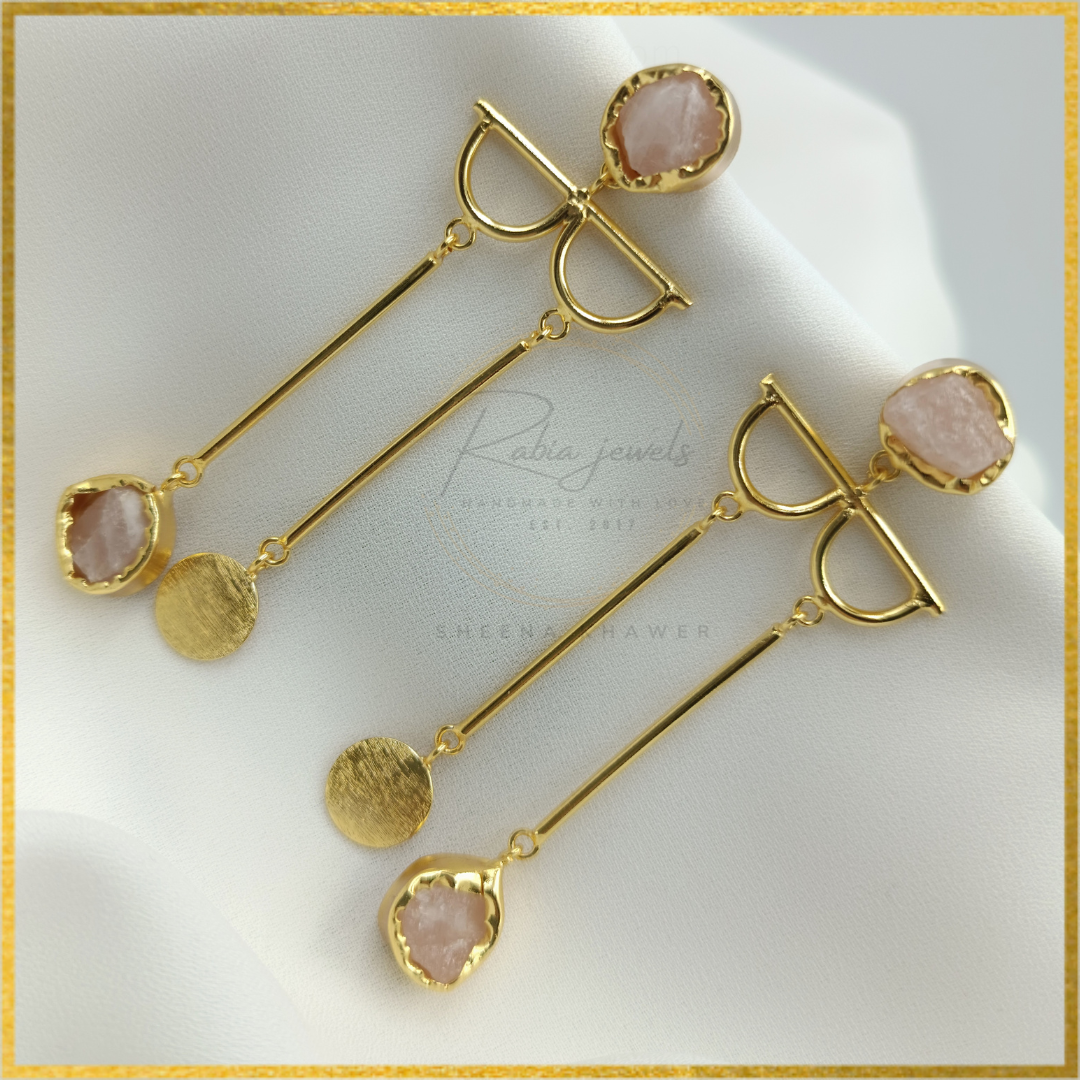 Marina Specs Style Earrings Rose quartz