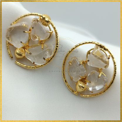 Shea Natural stone Gold Earrings