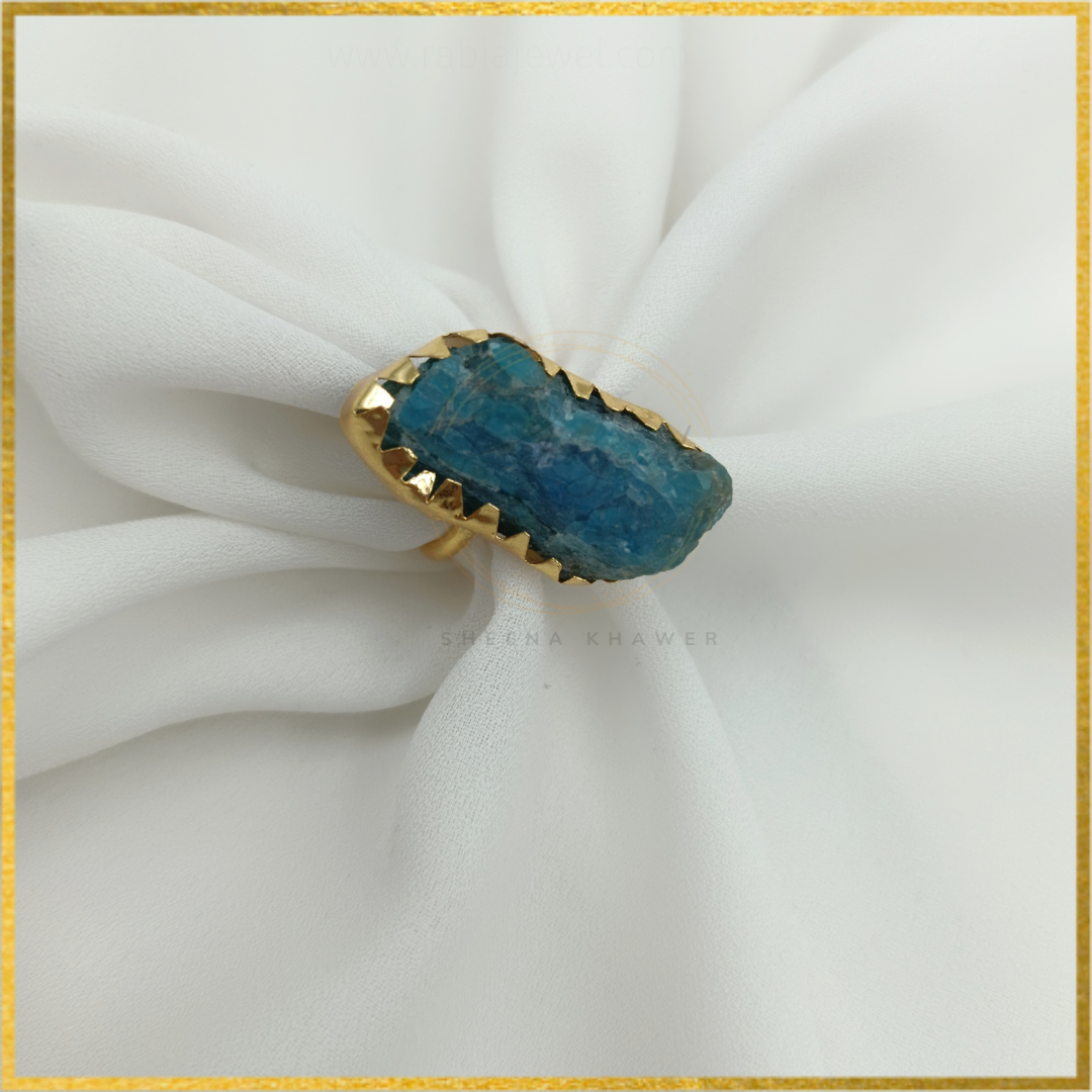Kaavya Natural Firoza turquoise Stone Ring